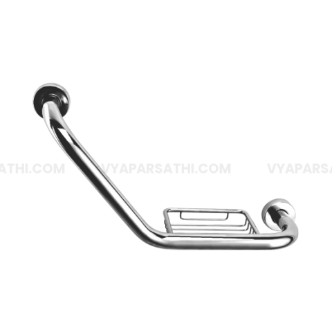 Onida CP Brass Grab Bar with Soap Dish